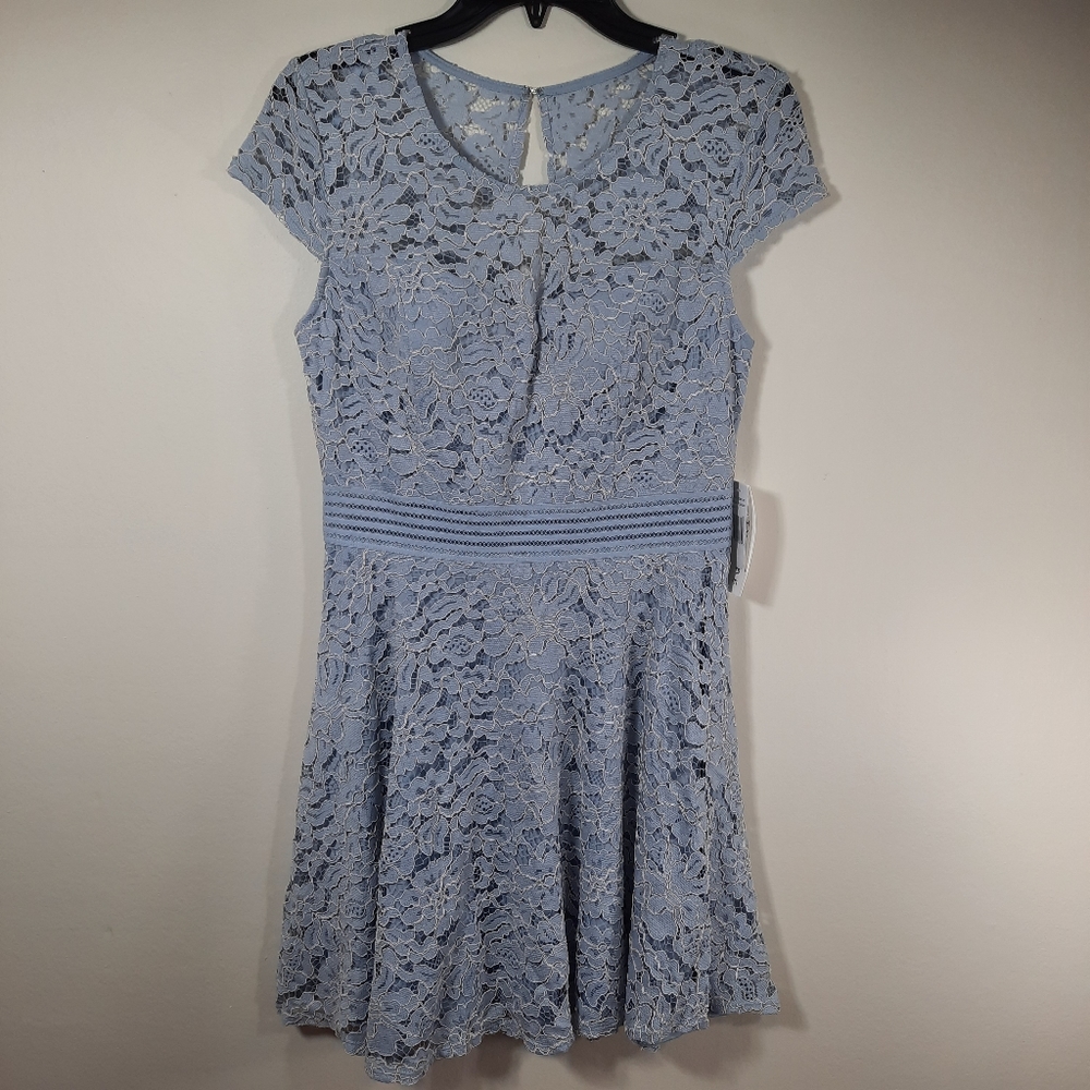 NWT City Vibes periwinkle/ ivory dress Sz  11 (Juniors)